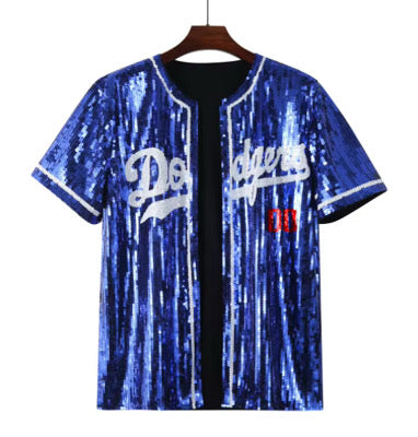 *PLUS SIZE* Sequin open jersey (Blue) PreOrder