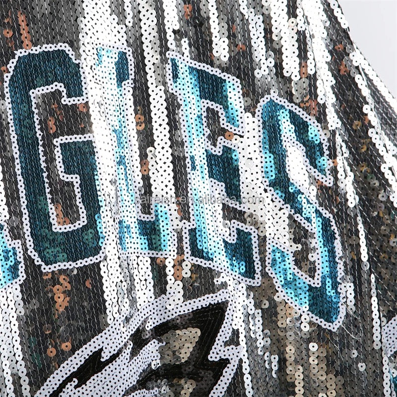 EAGLES Sequin Jersey Dress Silver