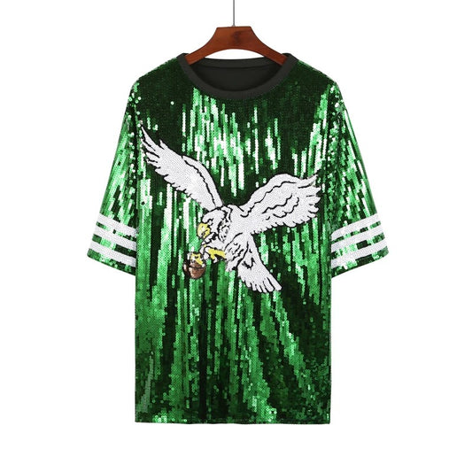 Throwback Kelly Green Eagles Sequin Dress