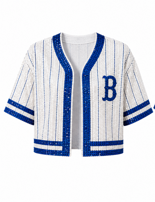 *preorder* Brooklyn Dodgers Pinstripe Sequin Open Front Jersey