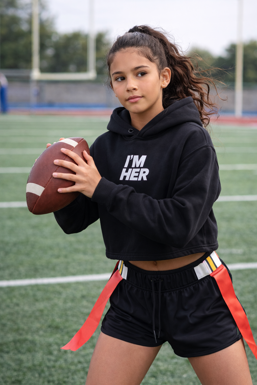 I'M HER CROP HOODIE- STACKED LOGO