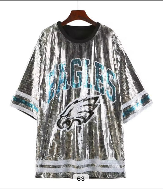 EAGLES Sequin Jersey Dress Silver